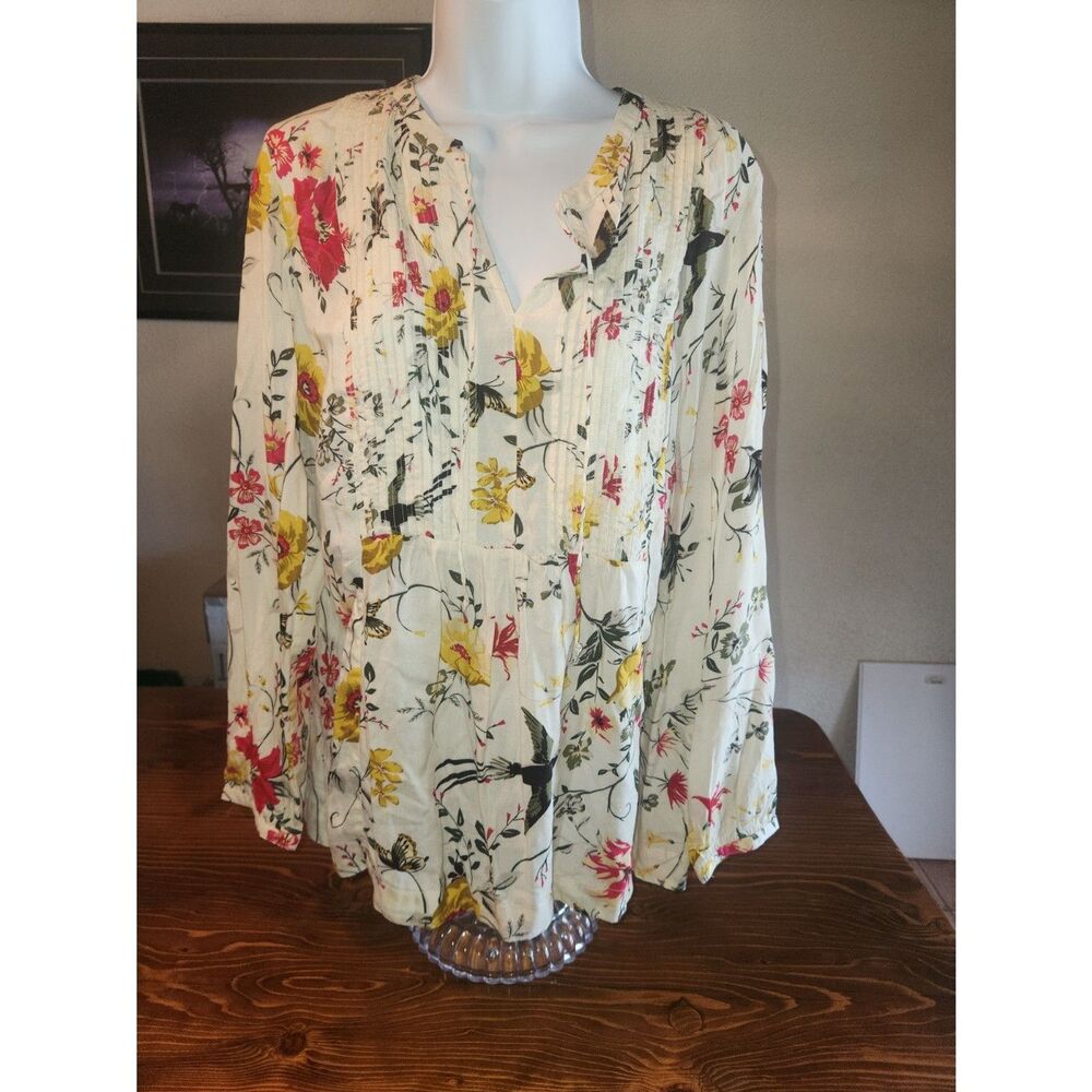 Old Navy Women's Floral Long Sleeve Blouse Top Pullover Shirt Size M Medium - Picture 1 of 5